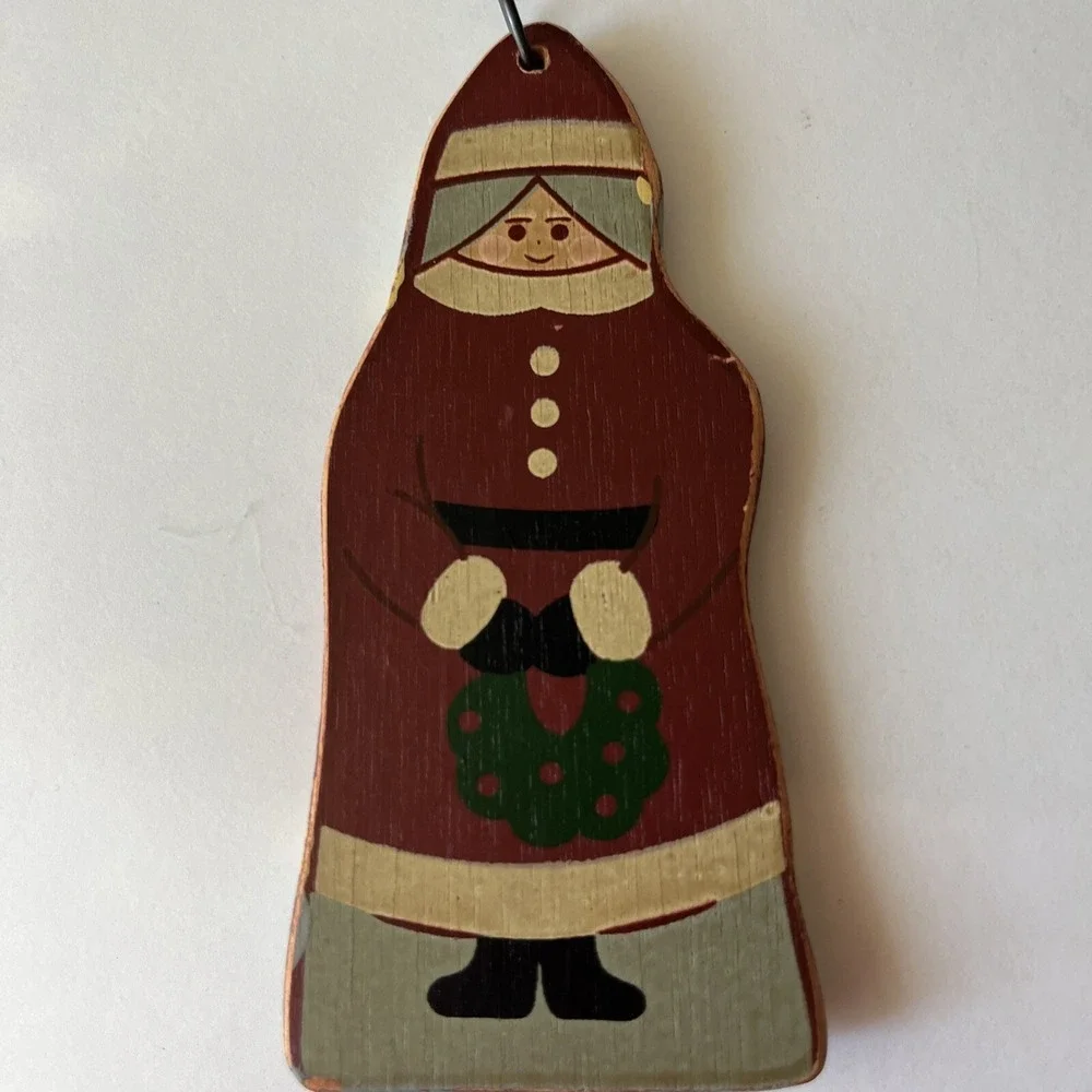 Wood Christmas Ornament Mrs. Santa Old World Holiday Decor